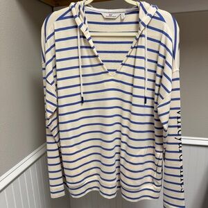 Vineyard Vines Cream and Blue Striped Hoodie